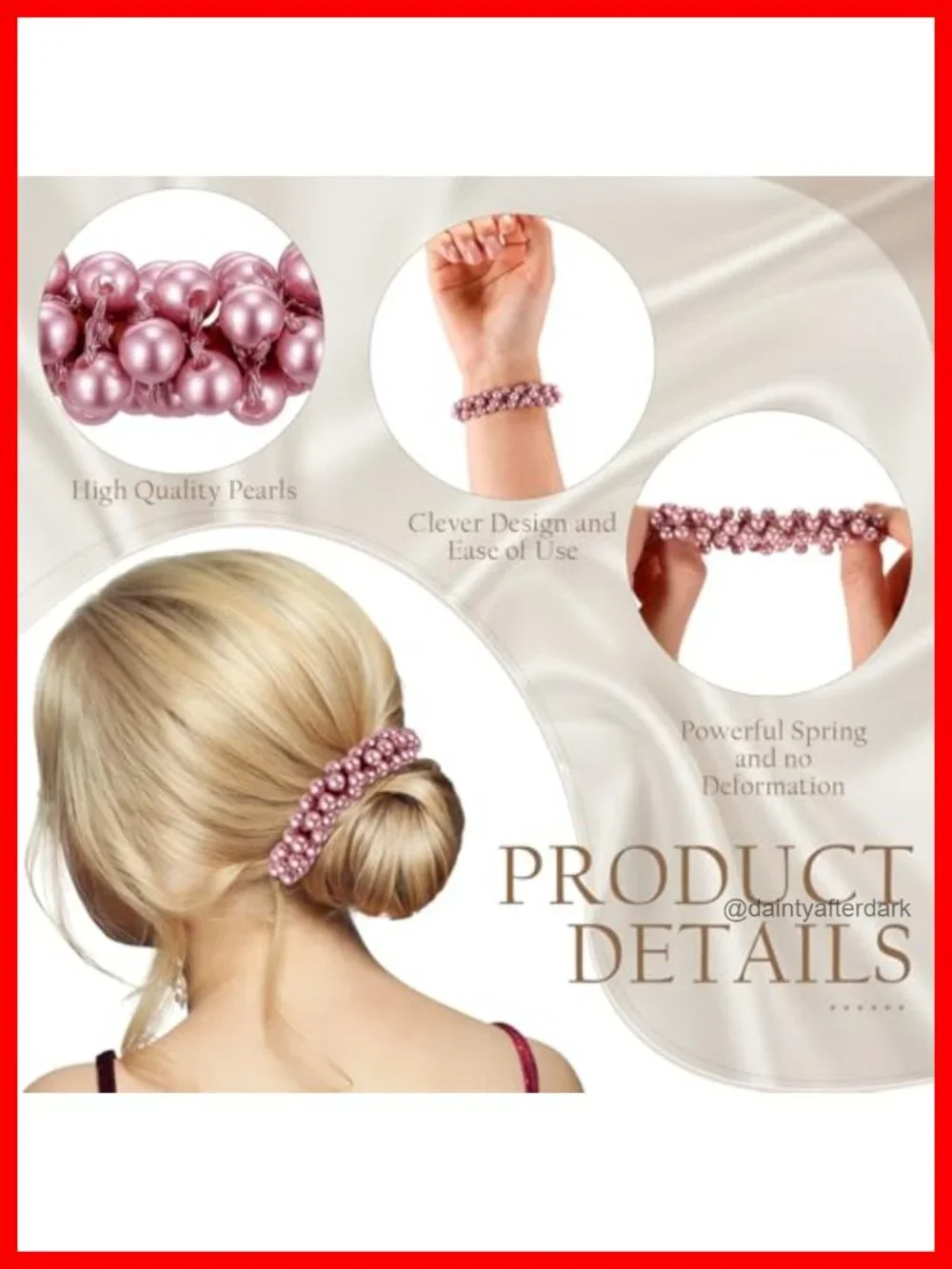 12 Piece Pearl Hair Claw Clips and Elastic Scrunchies Set for Women - Fashion